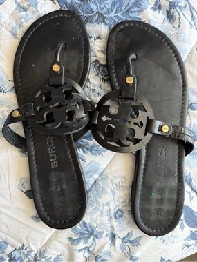 Tory Burch Black Miller Leather Sandals 9.5